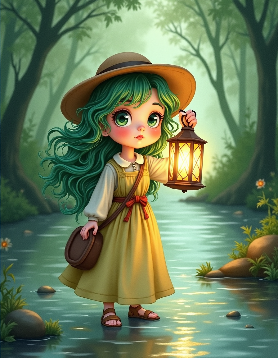 River: Emerald wave-hair lantern explorer
